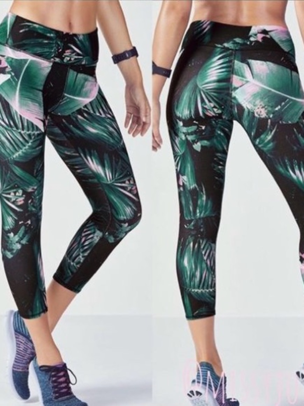 Fabletics Tropical Palm Print High-Waisted Leggings Size M